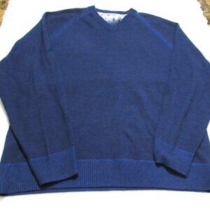 ROBERT GRAHAM Classic Fit Navy V-Neck Sweater  Wool & Cashmere  Size XL